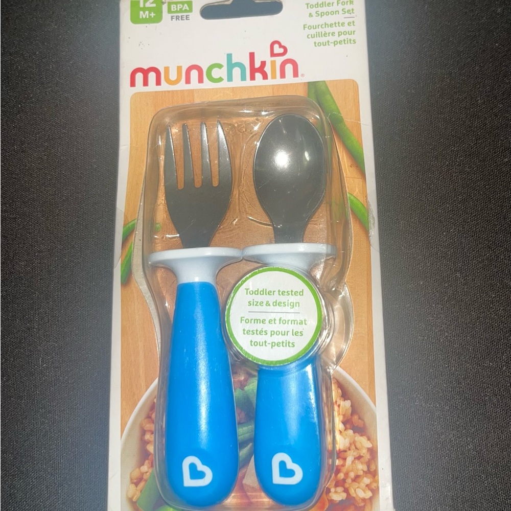Munchkin Blue Fork and Spoon Set for Toddlers
